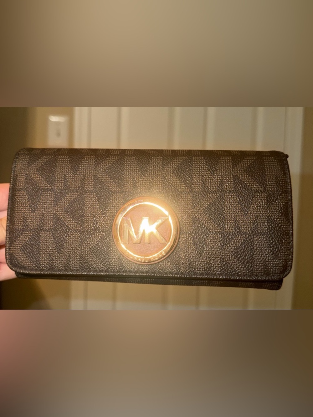 Michael Kors Black Wallet with Gold MK Emblem